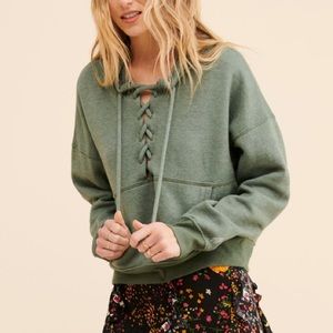 Free People Believe It Lace Up Sweatshirt Hoodie